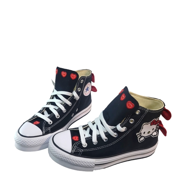 Converse Girls Chuck Taylor All Star High Top Custom Made Hello Kitty Sneakers - Picture 3 of 8